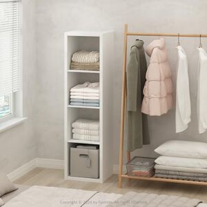 Furinno CUBIC Wardrobe Storage Organiser, 4-Cube Open Shelves Clothes Storage, 30mm Extra Thick Frame Closet Organiser, for Bedroom, Closet, White Furinno CUBIC Wardrobe Storage Organiser, 4-Cube Open Shelves Clothes Storage, 30mm Extra Thick Frame Closet Organiser, for Bedroom, Closet, White