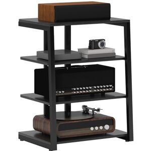 HOMCOM HiFi Stand, 4-Tier Media Storage Shelf with Adjustable Shelves, Power Strip Rack for Router, Record Player, Printer, Industrial TV Stand for up to 28 Inch TVs, Black HOMCOM HiFi Stand, 4-Tier Media Storage Shelf with Adjustable Shelves, Power Strip Rack for Router, Record Player, Printer, Industrial TV Stand for up to 28 Inch TVs, Black