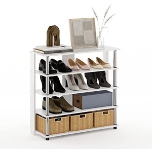 Furinno Turn-N-Tube 5 Tier Wide Shoe Rack - White Oak Furinno Turn-N-Tube 5 Tier Wide Shoe Rack - White Oak