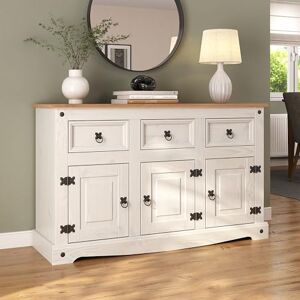 Mews Corona White Sideboard 3 Door 3 Drawer Mexican Solid Pine Wood Mews Corona White Sideboard 3 Door 3 Drawer Mexican Solid Pine Wood
