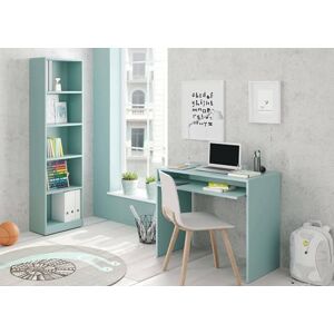 Dmora Esidra Bookshop Pomona, High bookcase with 5 shelves, Office or bedroom shelf, Modern shelf with compartments, 52x25h80 cm, Teal Dmora Esidra Bookshop Pomona, High bookcase with 5 shelves, Office or bedroom shelf, Modern shelf with compartments, 52x25h80 cm, Teal