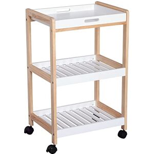 HOMCOM Mobile Serving Trolley Kitchen Cart Pine Wood 3 Tier - Serving Trolley HOMCOM Mobile Serving Trolley Kitchen Cart Pine Wood 3 Tier - Serving Trolley