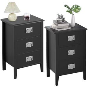 VECELO Bedside Table Set of 2, Modern Nightstands End/Side Cabinet Wooden with 3 Drawers, Storage Unit for Bedroom/Living Room/Hallway, 40L×30W×60Hcm VECELO Bedside Table Set of 2, Modern Nightstands End/Side Cabinet Wooden with 3 Drawers, Storage Unit for Bedroom/Living Room/Hallway, 40L×30W×60Hcm