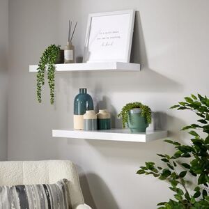 Home Source Pair of 2 Floating Wall Mounted Storage Shelf Wooden DVD Book Shelves, White Gloss, 60 cm Home Source Pair of 2 Floating Wall Mounted Storage Shelf Wooden DVD Book Shelves, White Gloss, 60 cm