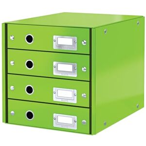 Leitz 60490054 A4 Drawer Cabinet, 4 Drawers, Click and Store, WOW Range, Green Leitz 60490054 A4 Drawer Cabinet, 4 Drawers, Click and Store, WOW Range, Green