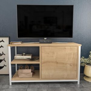 Hanah Home Scandinavian TV Stand, White & Oak, 89.6 x 35.3 x 50.8 cm, 100% Melamine Coated Particle Board, 18 mm Thick, Sturdy Metal Frame, Stylish & Functional Design Hanah Home Scandinavian TV Stand, White & Oak, 89.6 x 35.3 x 50.8 cm, 100% Melamine Coated Particle Board, 18 mm Thick, Sturdy Metal Frame, Stylish & Functional Design