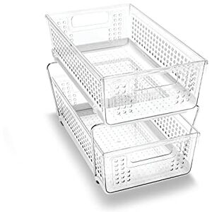 madesmart 2-Tier Plastic Multipurpose Organizer with Divided Slide-Out Storage Bins, Under Sink and Cabinet Organizer Rack, Clear madesmart 2-Tier Plastic Multipurpose Organizer with Divided Slide-Out Storage Bins, Under Sink and Cabinet Organizer Rack, Clear