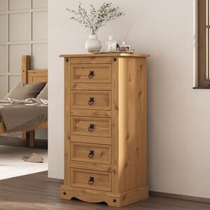 Mews Corona 5 Drawer Narrow Chest, Tallboy, Mexican Pine Mews Corona 5 Drawer Narrow Chest, Tallboy, Mexican Pine