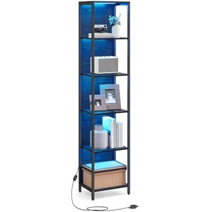VASAGLE 6-Tier LED Bookcase, Bookshelf with Dimmable Lights, Storage Shelf with Steel Frame, 30.3 x 40 x 178.6 cm, for Living Room, Bedroom, Office, Ebony Black LLS121B58 VASAGLE 6-Tier LED Bookcase, Bookshelf with Dimmable Lights, Storage Shelf with Steel Frame, 30.3 x 40 x 178.6 cm, for Living Room, Bedroom, Office, Ebony Black LLS121B58