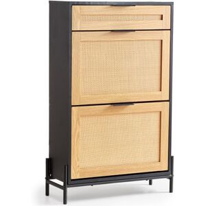 VEVOR Rattan Shoe Cabinet, Narrow Shoe Storage Organizer with 2 Flip Rattan Drawers & 1 Slide Drawer, Metal Legs, Slim Shoe Entryway Cabinet Ideal for Entryway, Closet, Hallway, Black VEVOR Rattan Shoe Cabinet, Narrow Shoe Storage Organizer with 2 Flip Rattan Drawers & 1 Slide Drawer, Metal Legs, Slim Shoe Entryway Cabinet Ideal for Entryway, Closet, Hallway, Black