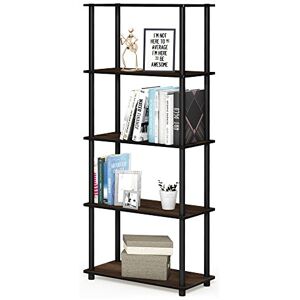 Furinno Toolless Shelves, Wood, Columbia Walnut/Black, one size, 59.94 (W) x 145.8 (H) x 29.46 (D) cm Furinno Toolless Shelves, Wood, Columbia Walnut/Black, one size, 59.94 (W) x 145.8 (H) x 29.46 (D) cm