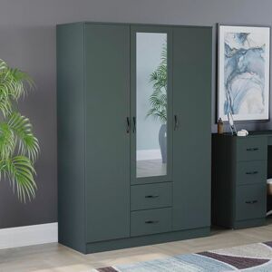 Vida Designs Riano Wardrobe, With Shelf & Hanging Rail Bedroom Storage Furniture (Jasper Green, 3 Door Mirrored) Vida Designs Riano Wardrobe, With Shelf & Hanging Rail Bedroom Storage Furniture (Jasper Green, 3 Door Mirrored)