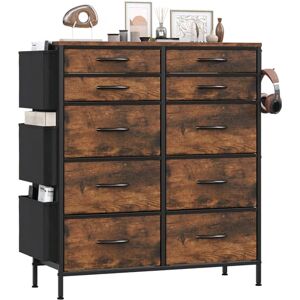 Feonase Tall Chest of Drawers, 10 Fabric Drawers Dresser with 3 Side Pockets & Hooks, Metal Frame, MDF Top Board, Versatile Organizer Storage Unit for Bedroom, Living Room, Rustic Brown Feonase Tall Chest of Drawers, 10 Fabric Drawers Dresser with 3 Side Pockets & Hooks, Metal Frame, MDF Top Board, Versatile Organizer Storage Unit for Bedroom, Living Room, Rustic Brown