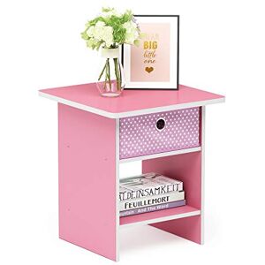 Furinno Dario End Table/ Night Stand Storage Shelf with Bin Drawer, Pink/Light Pink Furinno Dario End Table/ Night Stand Storage Shelf with Bin Drawer, Pink/Light Pink