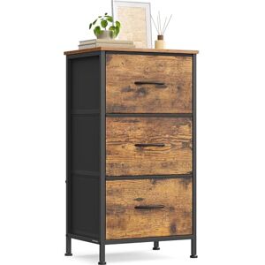 SONGMICS Chest of Drawers, 3 Fabric Drawers Storage Unit, Steel, MDF, Non-Woven Fabric, for Bedroom, Closet, Hallway, Living Room, Rustic Brown and Ink Black LGS313BH03 SONGMICS Chest of Drawers, 3 Fabric Drawers Storage Unit, Steel, MDF, Non-Woven Fabric, for Bedroom, Closet, Hallway, Living Room, Rustic Brown and Ink Black LGS313BH03