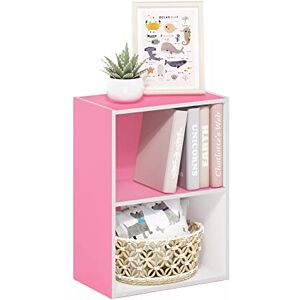 Furinno Luder 2-Tier Open Shelf Bookcase, Pink/White Furinno Luder 2-Tier Open Shelf Bookcase, Pink/White