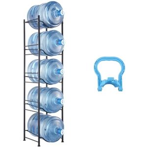 VEVOR 5 Tiers Water Jug Holder, 5 Gallon Water Bottle Holder, Single Row Water Bottle Rack for 5 Bottles, Heavy Duty Water Jug Rack for Kitchen, Office, Living Room, Black VEVOR 5 Tiers Water Jug Holder, 5 Gallon Water Bottle Holder, Single Row Water Bottle Rack for 5 Bottles, Heavy Duty Water Jug Rack for Kitchen, Office, Living Room, Black