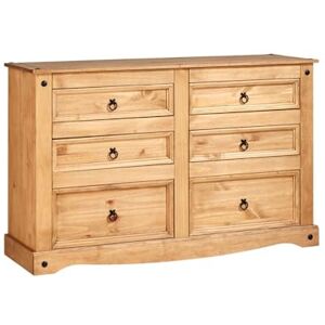 Home Source Industrial Style Solid Pine Bedroom Chest Of Drawers Storage Cabinet, 6 Drawers Home Source Industrial Style Solid Pine Bedroom Chest Of Drawers Storage Cabinet, 6 Drawers