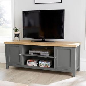 Home Source TV Stand Media Cabinet, Television Entertainment Unit, Oak Effect, Dark Grey, 130cm Home Source TV Stand Media Cabinet, Television Entertainment Unit, Oak Effect, Dark Grey, 130cm