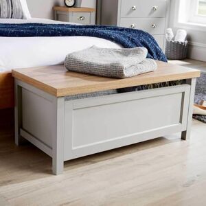 Home Source Wooden Ottoman Storage Toy Chest Bedding or Blanket Box, Sonoma Oak Effect, Grey, 90cm Home Source Wooden Ottoman Storage Toy Chest Bedding or Blanket Box, Sonoma Oak Effect, Grey, 90cm