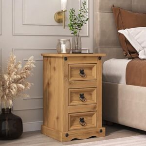 Mews Corona Bedside Table 3 Drawer Pine Bedroom Side Cabinet Nightstand Waxed Wood Mews Corona Bedside Table 3 Drawer Pine Bedroom Side Cabinet Nightstand Waxed Wood