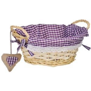 Premier Maison Purple Gingham Lining Round Willow Basket Charming design. Premier Maison Purple Gingham Lining Round Willow Basket Charming design.