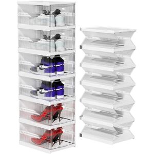 TIDYAVE Shoe Boxes Clear Plastic Stackable, Shoe Storage Organizer Boxes Easy Installation All in One Shoe Box with Doors 6 Tier Foldable Shoe Box Space Saving for Closet Entryway Containers Bins TIDYAVE Shoe Boxes Clear Plastic Stackable, Shoe Storage Organizer Boxes Easy Installation All in One Shoe Box with Doors 6 Tier Foldable Shoe Box Space Saving for Closet Entryway Containers Bins