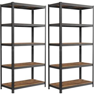SONGMICS Set of 2 Shelving Units, 50 x 100 x 200 cm, 875 kg Load Capacity (175 kg per Shelf), Industrial, Adjustable Storage Shelves, for Living Room, Kitchen, Garage, Rustic Brown and Black GLR050B12 SONGMICS Set of 2 Shelving Units, 50 x 100 x 200 cm, 875 kg Load Capacity (175 kg per Shelf), Industrial, Adjustable Storage Shelves, for Living Room, Kitchen, Garage, Rustic Brown and Black GLR050B12