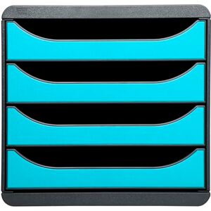 Exacompta Ref 310782D BIG-BOX Desktop Drawer Set 4 x 55mm Drawers, Suitable for A4+ Documents, 347 x 278 x 267mm, 100% Recycled Plastic Black/Turquoise Exacompta Ref 310782D BIG-BOX Desktop Drawer Set 4 x 55mm Drawers, Suitable for A4+ Documents, 347 x 278 x 267mm, 100% Recycled Plastic Black/Turquoise