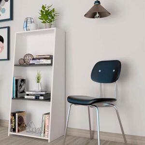 Home Source Bookcase with Grey Oak Effect Panels Shelves Living Room Storage,White, 3 Tier Home Source Bookcase with Grey Oak Effect Panels Shelves Living Room Storage,White, 3 Tier
