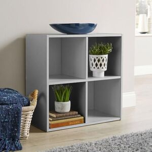 Home Source Storage Cube 4 Shelf Bookcase Wooden Display Unit, Grey, 60cm Home Source Storage Cube 4 Shelf Bookcase Wooden Display Unit, Grey, 60cm
