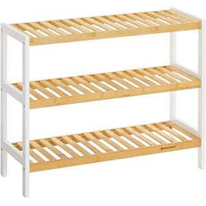 SONGMICS Natural Bamboo 3-Tier Shoe Rack, Shelf for Shoes Plants Books, for Living Room Hallway Bedroom Bathroom, 26 x 70 x 55 cm, White and Natural LBS03H SONGMICS Natural Bamboo 3-Tier Shoe Rack, Shelf for Shoes Plants Books, for Living Room Hallway Bedroom Bathroom, 26 x 70 x 55 cm, White and Natural LBS03H