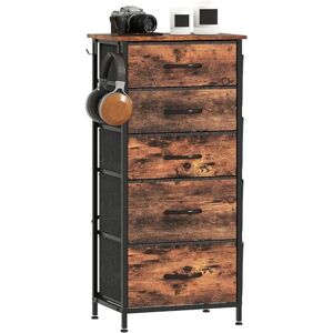 HOMCOM Chest of Drawers, Dresser for Bedroom with 5 Fabric Drawers, Tall Storage Unit with 4 Pockets, 2 Hooks and Steel Frame for Living Room, Hallway, Rustic Brown HOMCOM Chest of Drawers, Dresser for Bedroom with 5 Fabric Drawers, Tall Storage Unit with 4 Pockets, 2 Hooks and Steel Frame for Living Room, Hallway, Rustic Brown