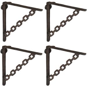 Relaxdays Shelf Brackets, Set of 4, Cast Iron, Supports, for Wall-Mounted Shelves, Chain Design, 18.5 x 4 x 22 cm, Brown Relaxdays Shelf Brackets, Set of 4, Cast Iron, Supports, for Wall-Mounted Shelves, Chain Design, 18.5 x 4 x 22 cm, Brown