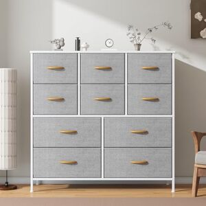 Feonase Chest of Drawers,Bedroom Tall Dresser with 10 Fabric Drawers, Metal Frame & MDF Wood Top, Adjustable Feet, Storage Organizer Unit for Bedroom, Closet, Living Room, Office Hallway, Light Grey Feonase Chest of Drawers,Bedroom Tall Dresser with 10 Fabric Drawers, Metal Frame & MDF Wood Top, Adjustable Feet, Storage Organizer Unit for Bedroom, Closet, Living Room, Office Hallway, Light Grey