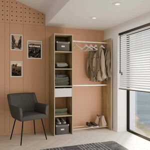 Dmora Adour Large Wardrobe, Bedroom Furniture, Storage Cabinet, Clothes Cabinet, 118 x 40 x H 183 cm, Matt White, Oak, Matt White Dmora Adour Large Wardrobe, Bedroom Furniture, Storage Cabinet, Clothes Cabinet, 118 x 40 x H 183 cm, Matt White, Oak, Matt White