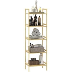HOMCOM 5-Tier Bamboo Bathroom Storage Shelf, Freestanding Shelving Unit with Adjustable Rack for Kitchen Bathroom Living Room, Natural Wood Finish HOMCOM 5-Tier Bamboo Bathroom Storage Shelf, Freestanding Shelving Unit with Adjustable Rack for Kitchen Bathroom Living Room, Natural Wood Finish
