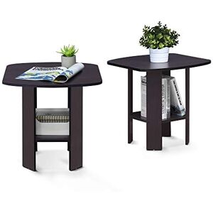 Furinno - Simple Design End Table - Dark Walnut - Set Of 2 - End Table Furinno - Simple Design End Table - Dark Walnut - Set Of 2 - End Table