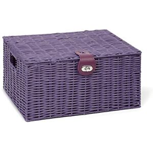 ARPAN Large Resin Woven Storage Basket Box With Lid & Lock Purple ARPAN Large Resin Woven Storage Basket Box With Lid & Lock Purple