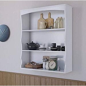 Home Source Wall Mounted Shelving Unit, Floating 3 Shelves Storage Wall Cabinet, Kid’s Bedroom Kitchen Unit, White Home Source Wall Mounted Shelving Unit, Floating 3 Shelves Storage Wall Cabinet, Kid’s Bedroom Kitchen Unit, White