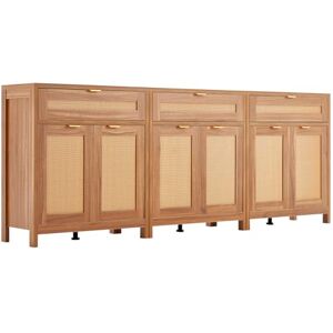 VEVOR Rattan Cabinet, Set of 3, Rattan Storage Cabinet with 6 Magnetic Doors and 3 Drawers, Sideboard Buffet Cabinet with Adjustable Shelves, Ideal for Hallway, Entryway,Living Room,or Kitchen,Natural VEVOR Rattan Cabinet, Set of 3, Rattan Storage Cabinet with 6 Magnetic Doors and 3 Drawers, Sideboard Buffet Cabinet with Adjustable Shelves, Ideal for Hallway, Entryway,Living Room,or Kitchen,Natural