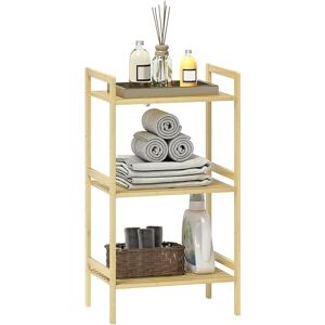 HOMCOM 3-Tier Bamboo Bathroom Storage Shelf, Freestanding Shelving Unit with Adjustable Rack for Kitchen Bathroom Living Room, Natural Wood Finish HOMCOM 3-Tier Bamboo Bathroom Storage Shelf, Freestanding Shelving Unit with Adjustable Rack for Kitchen Bathroom Living Room, Natural Wood Finish