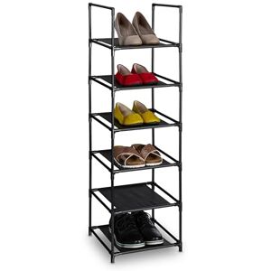 Relaxdays Shoe Rack, 6 Tiers, Narrow Metal Frame, Fabric Levels, Plug Together, Organise, Hallway Storage, Black/Grey, Fleece Relaxdays Shoe Rack, 6 Tiers, Narrow Metal Frame, Fabric Levels, Plug Together, Organise, Hallway Storage, Black/Grey, Fleece