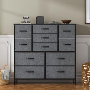 Feonase Chest of Drawers,Bedroom Tall Dresser with 11 Fabric Drawers, Metal Frame & MDF Wood Top, Adjustable Feet, Storage Organizer Unit for Bedroom, Closet, Living Room, Office Hallway, Deep Grey Feonase Chest of Drawers,Bedroom Tall Dresser with 11 Fabric Drawers, Metal Frame & MDF Wood Top, Adjustable Feet, Storage Organizer Unit for Bedroom, Closet, Living Room, Office Hallway, Deep Grey