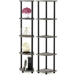 Furinno Toolless Shelves, Wood, French Oak Grey/Black, one size, 5-Tier 2-Pack Furinno Toolless Shelves, Wood, French Oak Grey/Black, one size, 5-Tier 2-Pack