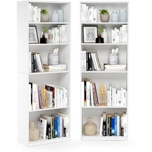 Furinno JAYA Book Shelf Set of 2, 5-Tier Bookshelf, Bookcase, with Adjustable Shelf, 9.5 x 24.5 x 71, for Home Office, Living Room, White Furinno JAYA Book Shelf Set of 2, 5-Tier Bookshelf, Bookcase, with Adjustable Shelf, 9.5 x 24.5 x 71, for Home Office, Living Room, White