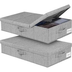 boailydi Under Bed Storage, Large Underbed Storage Containers with Lids, Foldable Clothes Storage Bins W/ Reinforced Handle for Bedroom Organization, Closet Organizers for Blanket, Shoe, Pillow -2 Pack, grey boailydi Under Bed Storage, Large Underbed Storage Containers with Lids, Foldable Clothes Storage Bins W/ Reinforced Handle for Bedroom Organization, Closet Organizers for Blanket, Shoe, Pillow -2 Pack, grey