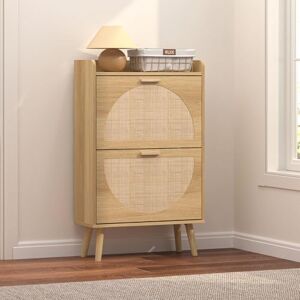 Home Source Shoe Cabinet, 2 Door Storage, Compact Hallway Cupboard Organiser, Rack Stand, Natural Colour, Rustic Home Source Shoe Cabinet, 2 Door Storage, Compact Hallway Cupboard Organiser, Rack Stand, Natural Colour, Rustic