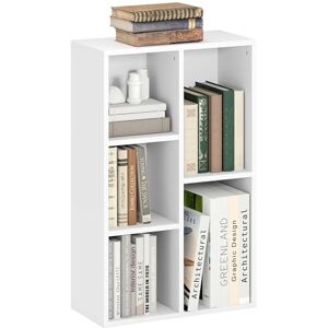 HOMCOM 2 Tier Bookshelf, Modern Cube Bookcase with 5 Open Storage Compartments, Freestanding Display Storage Unit for Living Room, Bedroom, Study, White HOMCOM 2 Tier Bookshelf, Modern Cube Bookcase with 5 Open Storage Compartments, Freestanding Display Storage Unit for Living Room, Bedroom, Study, White