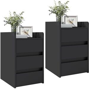 YITAHOME Set of 2 Bedside Table with 3-Drawer, Nightstand End Table Side Furniture with Storage, Small Bedside Storage Cabinet for Bedroom, Living Room, Hallway, 35 x 40 x 59cm, Black YITAHOME Set of 2 Bedside Table with 3-Drawer, Nightstand End Table Side Furniture with Storage, Small Bedside Storage Cabinet for Bedroom, Living Room, Hallway, 35 x 40 x 59cm, Black